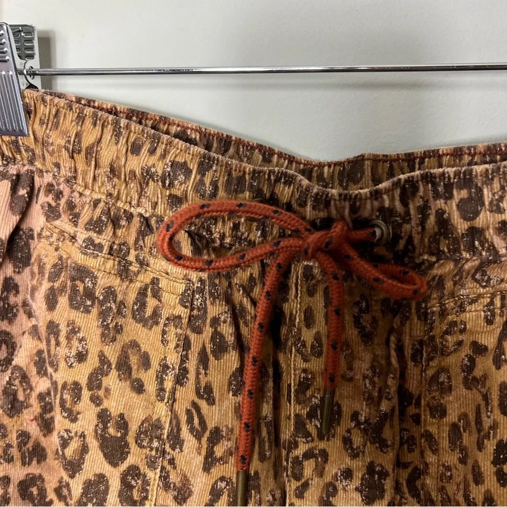 Anthropologie Brown Leopard Print Drawstring Pants